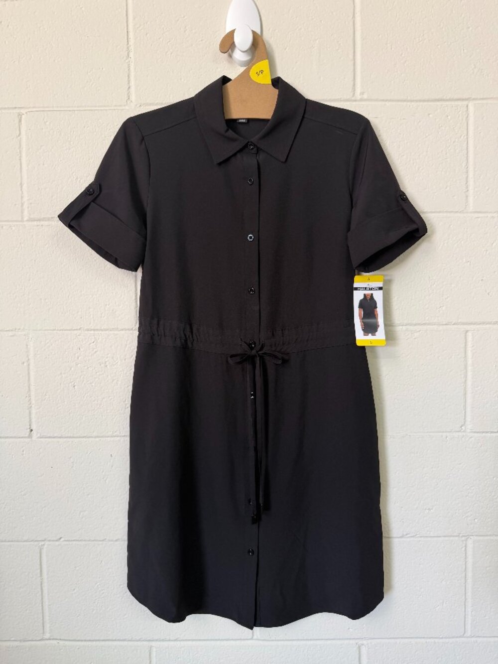 NWT Halston Black Collared Casual Dress Size S